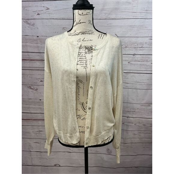 Zara‎ nwt small light tan button down sweater - Picture 1 of 5